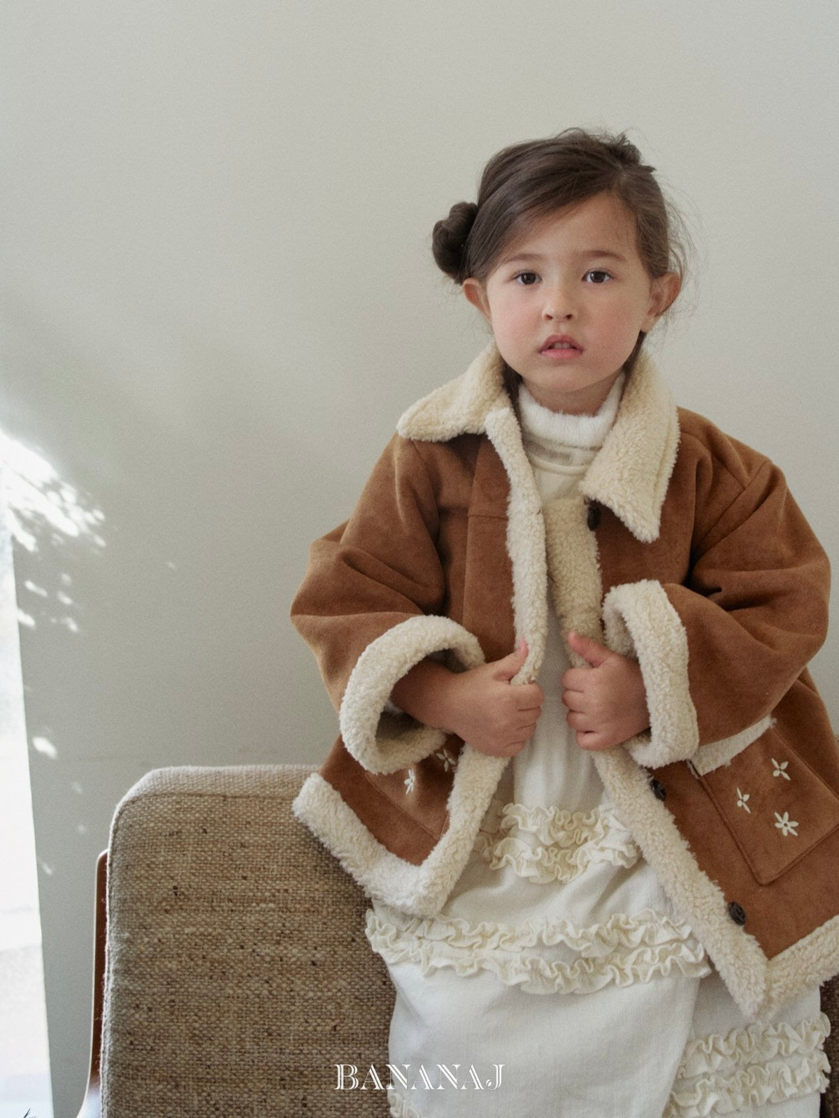 Flower shearling jacket