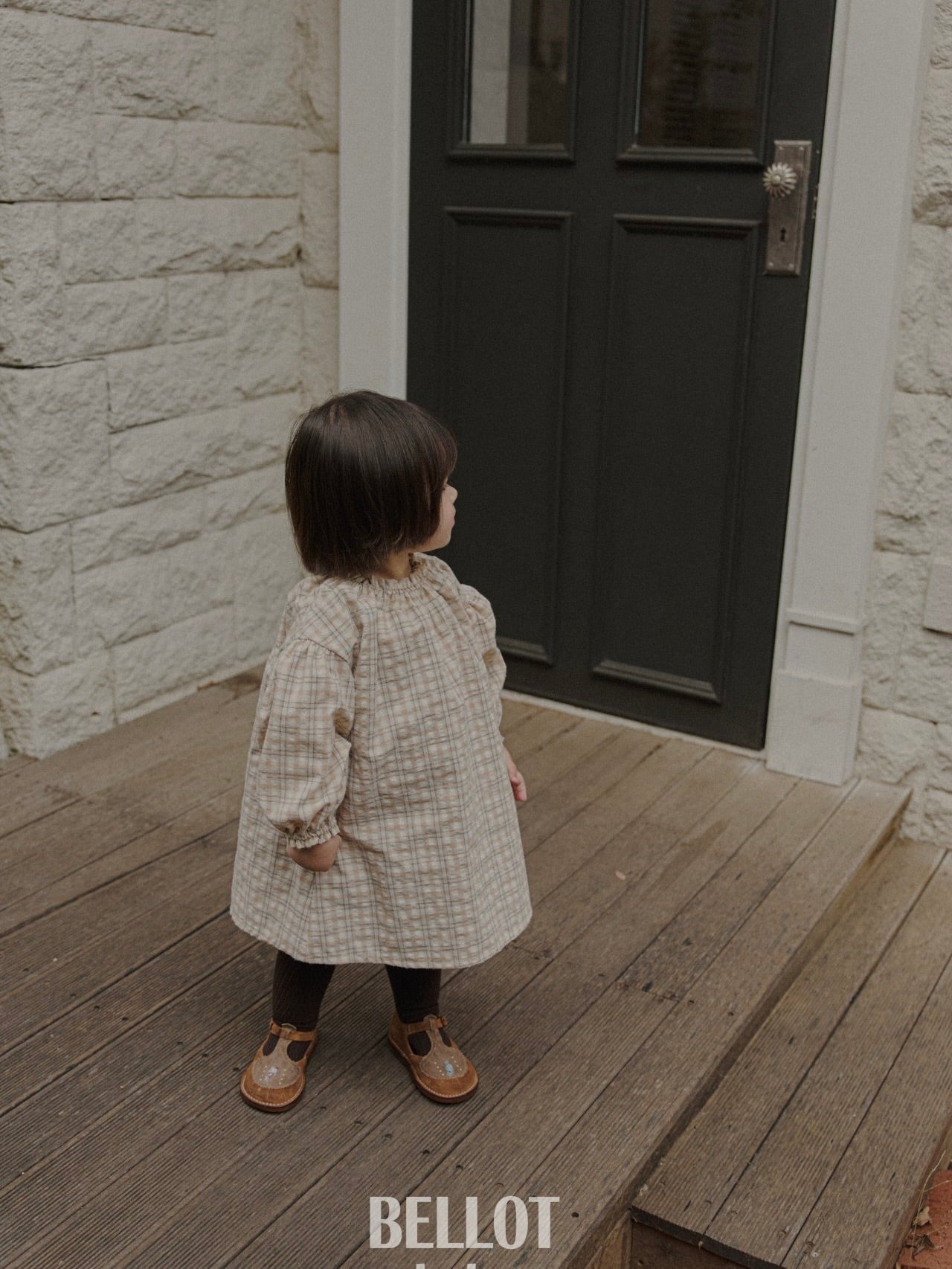 Peach check one piece