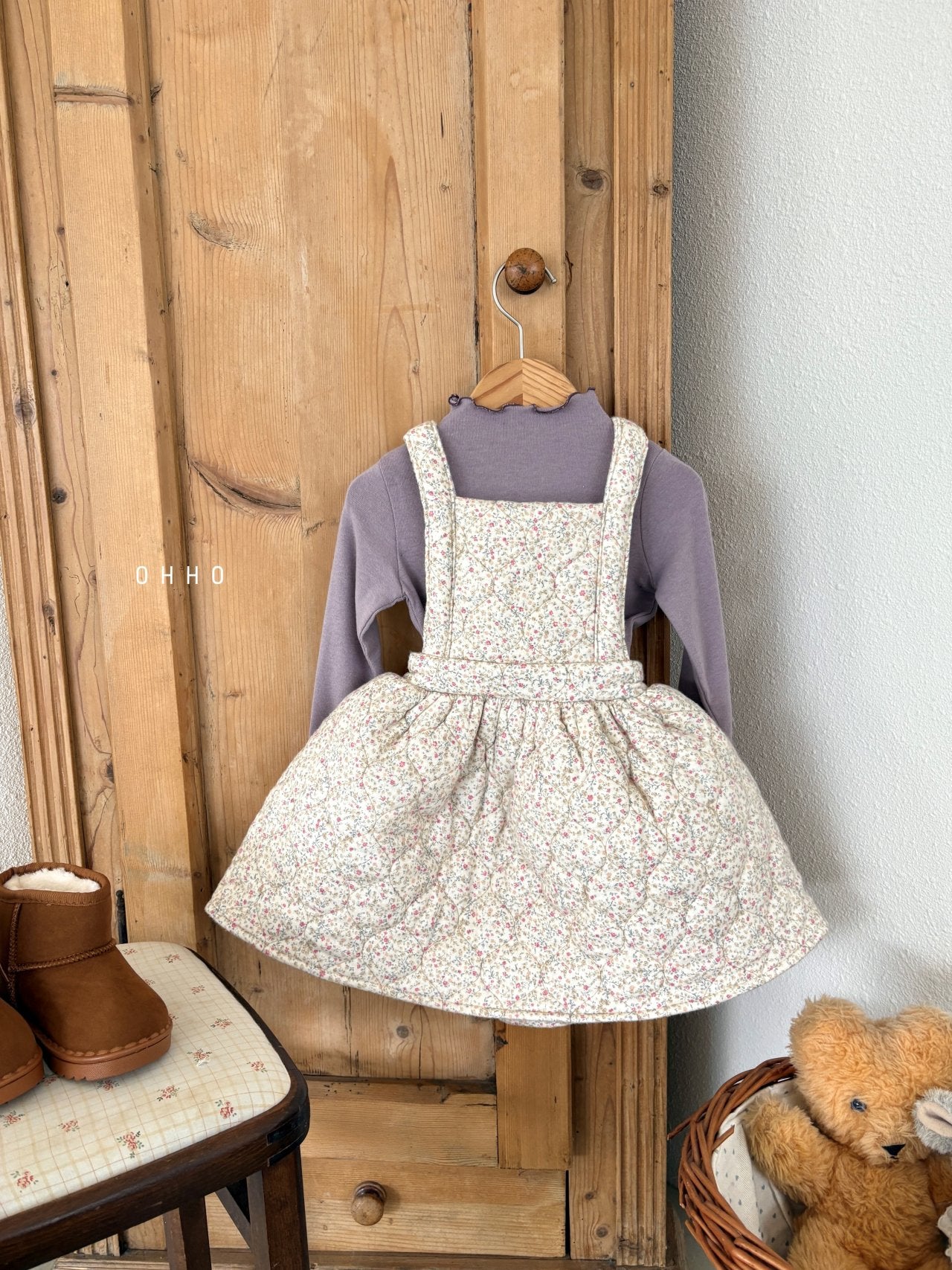 Floral quilted overall skirt