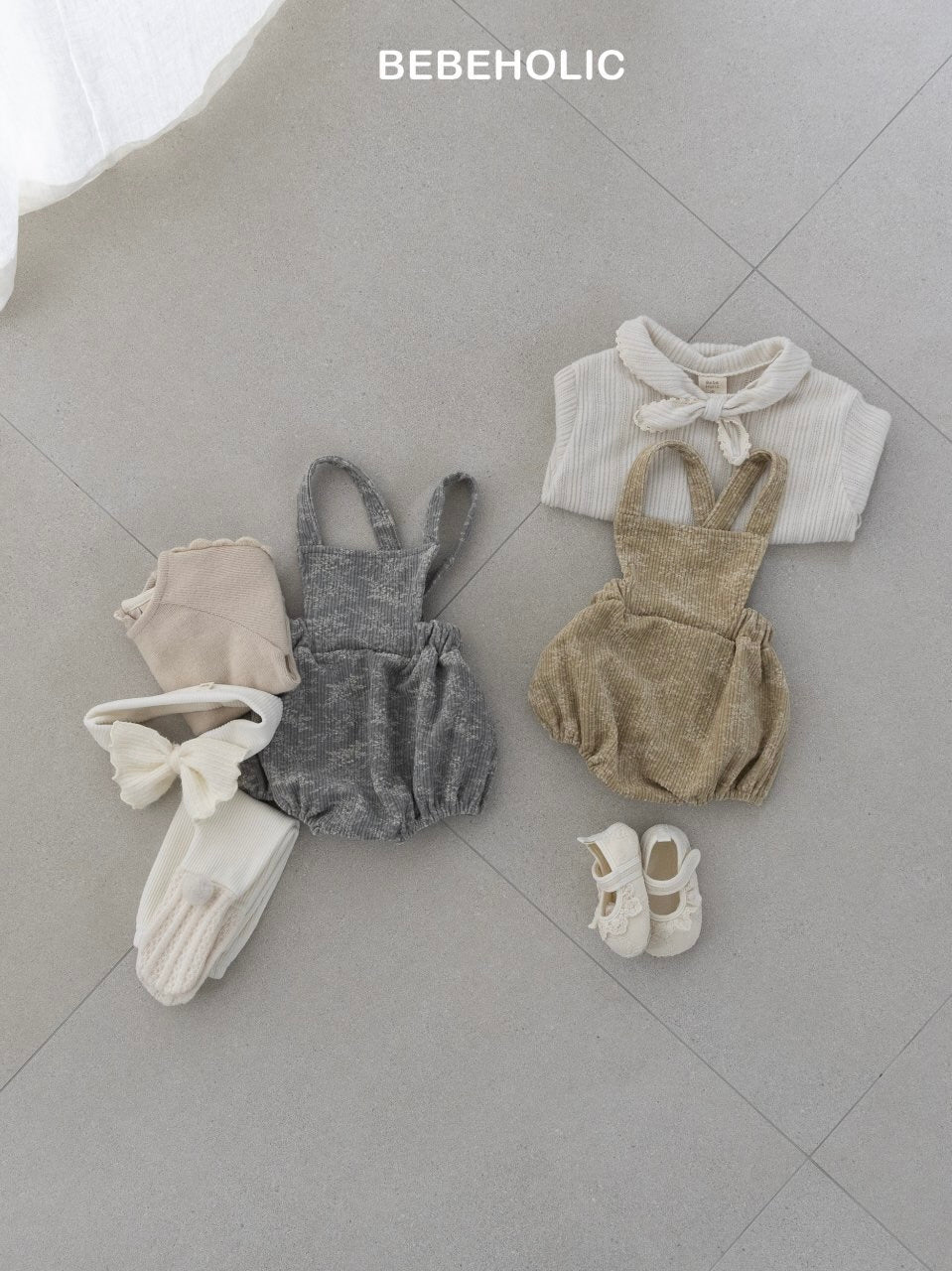 Caramel suspender rompers