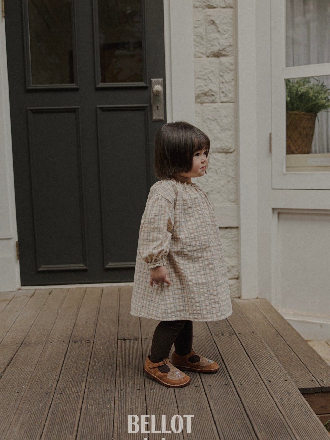 Peach check one piece