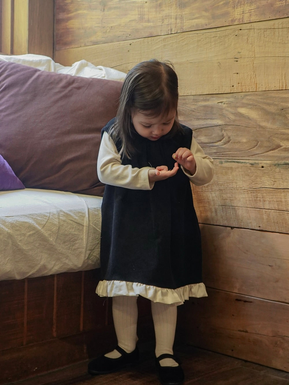 Corduroy frill one piece