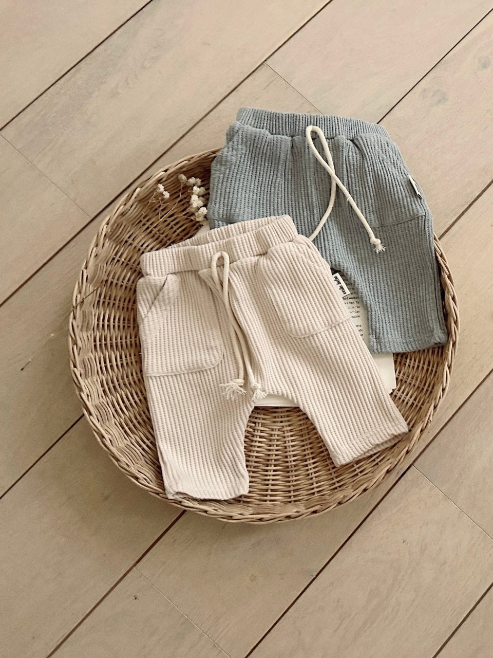 Wide waffle baggy pants