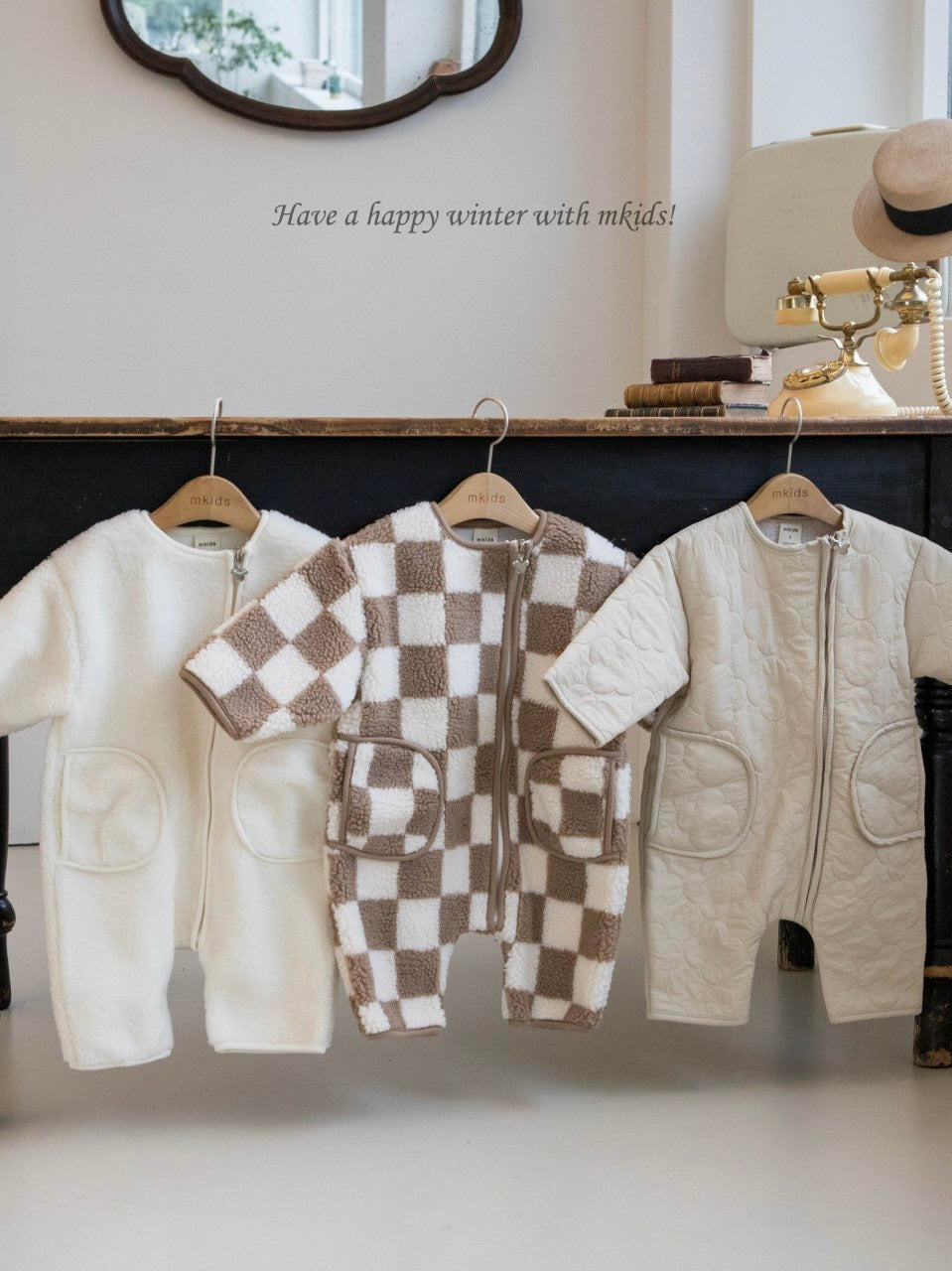 Curly fleece rompers