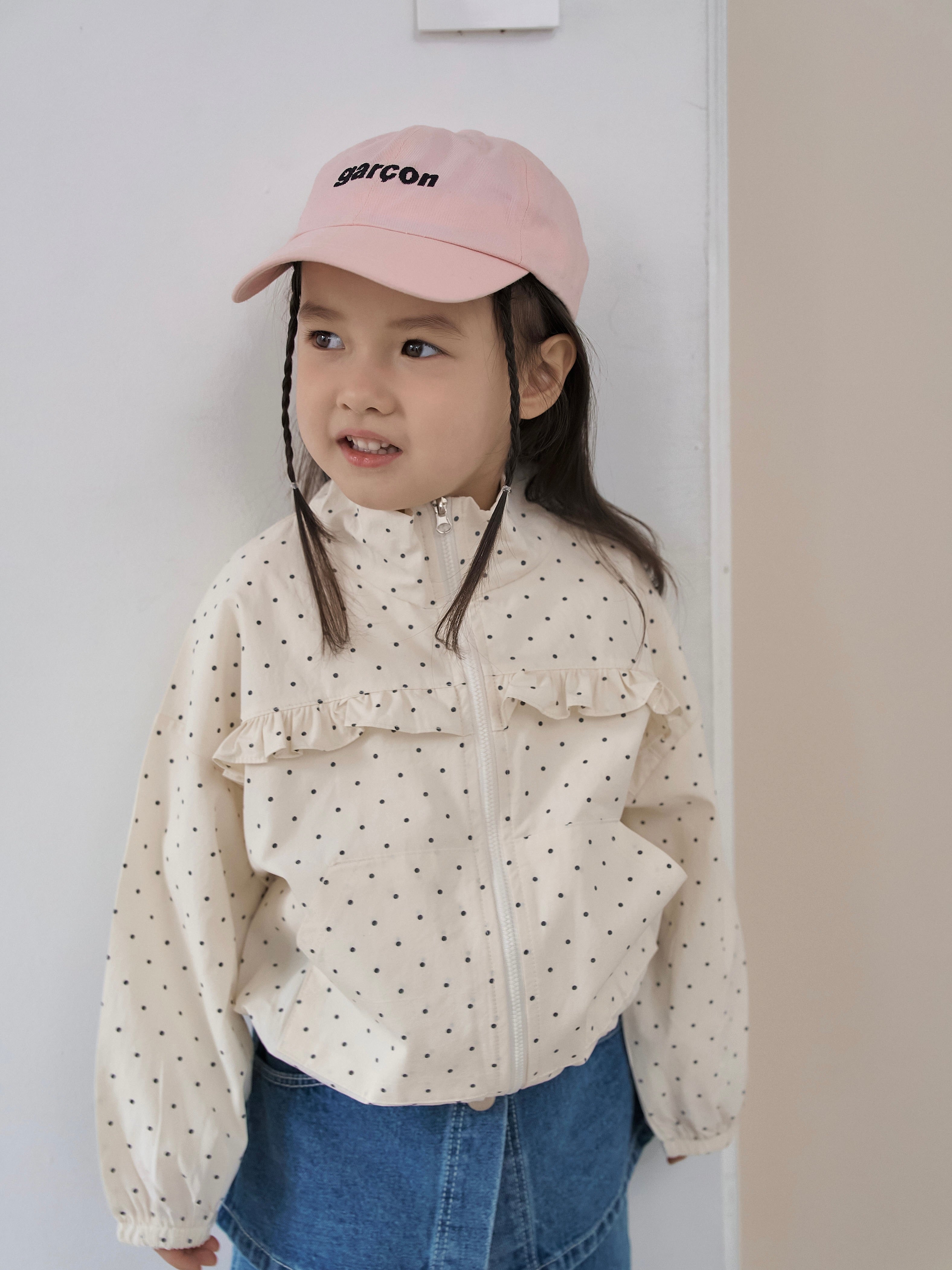 Polka dot zip up jacket