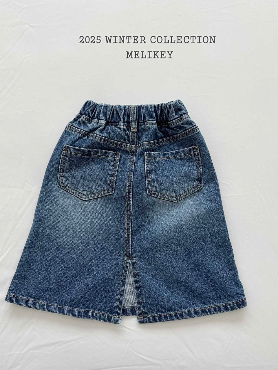 A-line long denim skirt