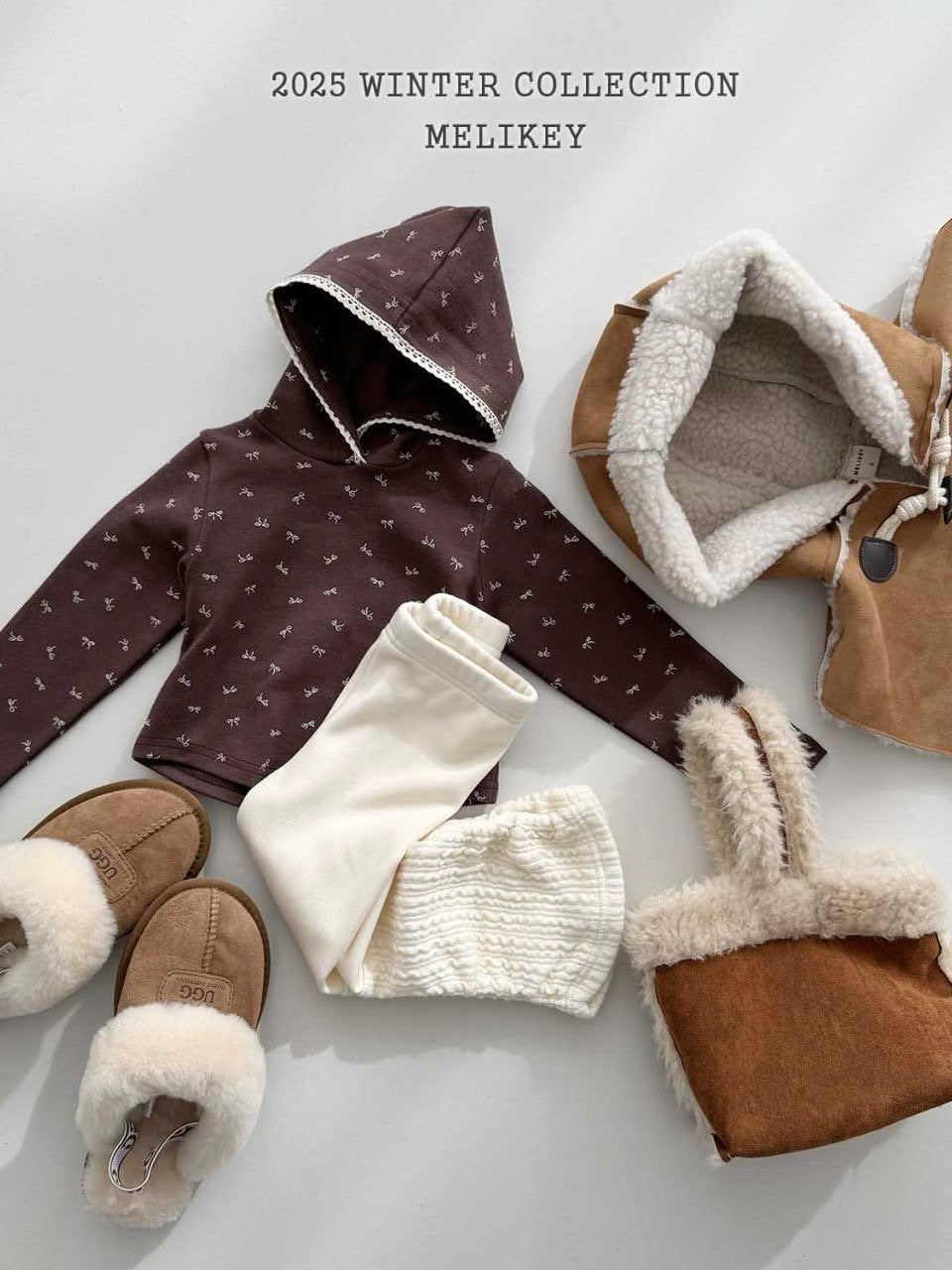 Shearling hooded cape