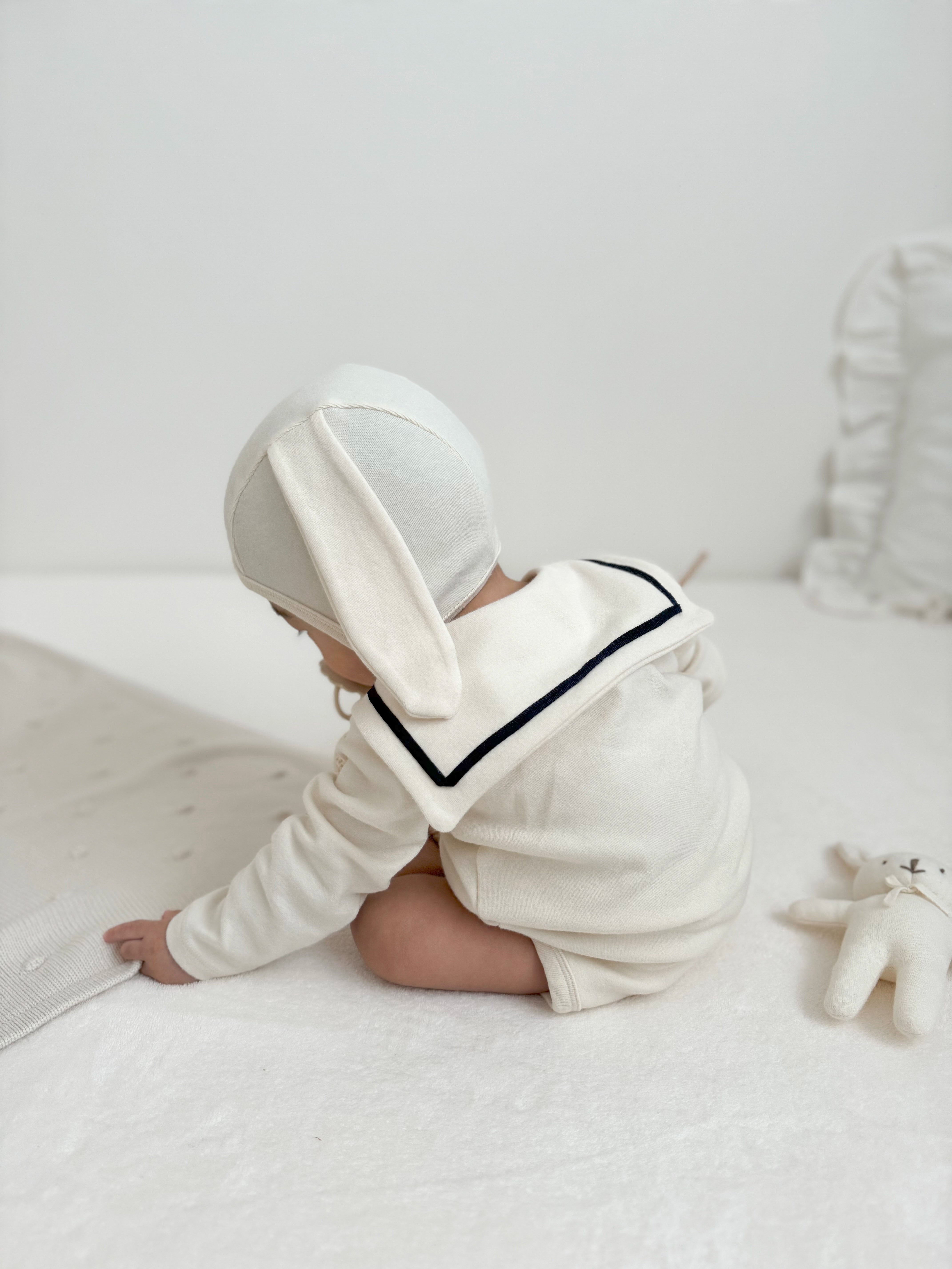 Bunny sailor suit with bonnet