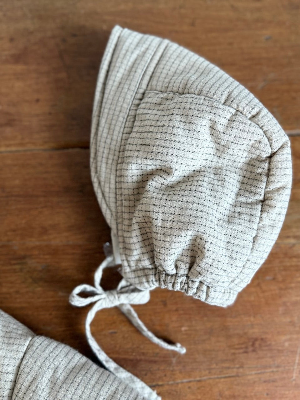 Baguette check padded bonnet (baby and kids)