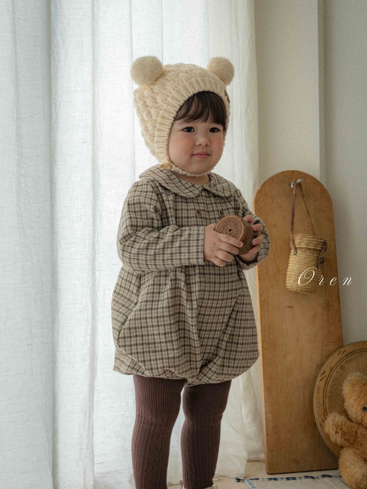 Brioche check rompers (unisex)