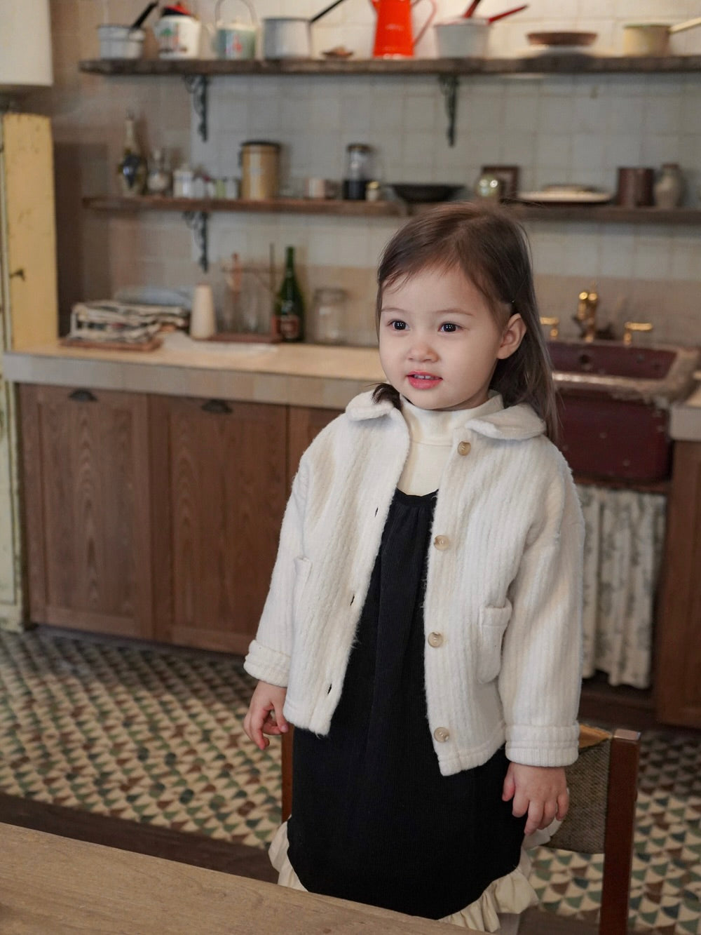 Corduroy frill one piece