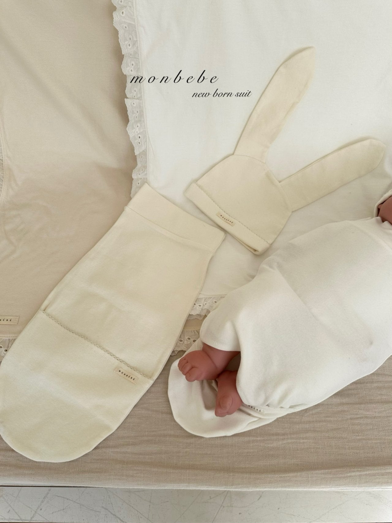 Baby cozy wrap and bunny beanie