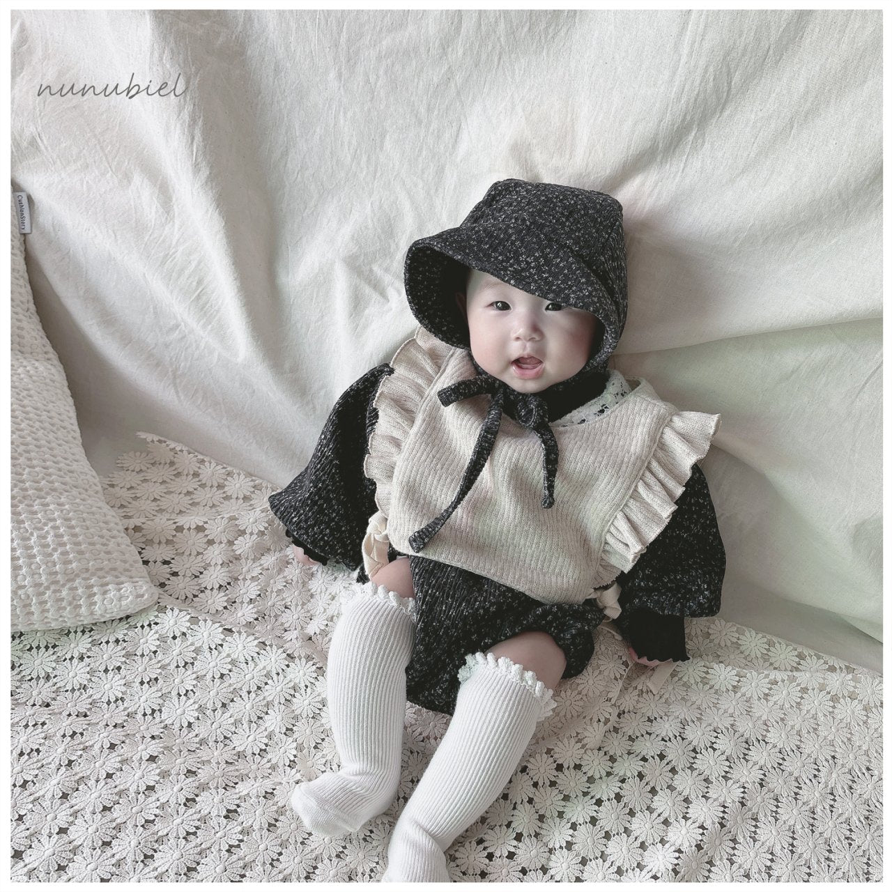 Snow flower romper & bonnet