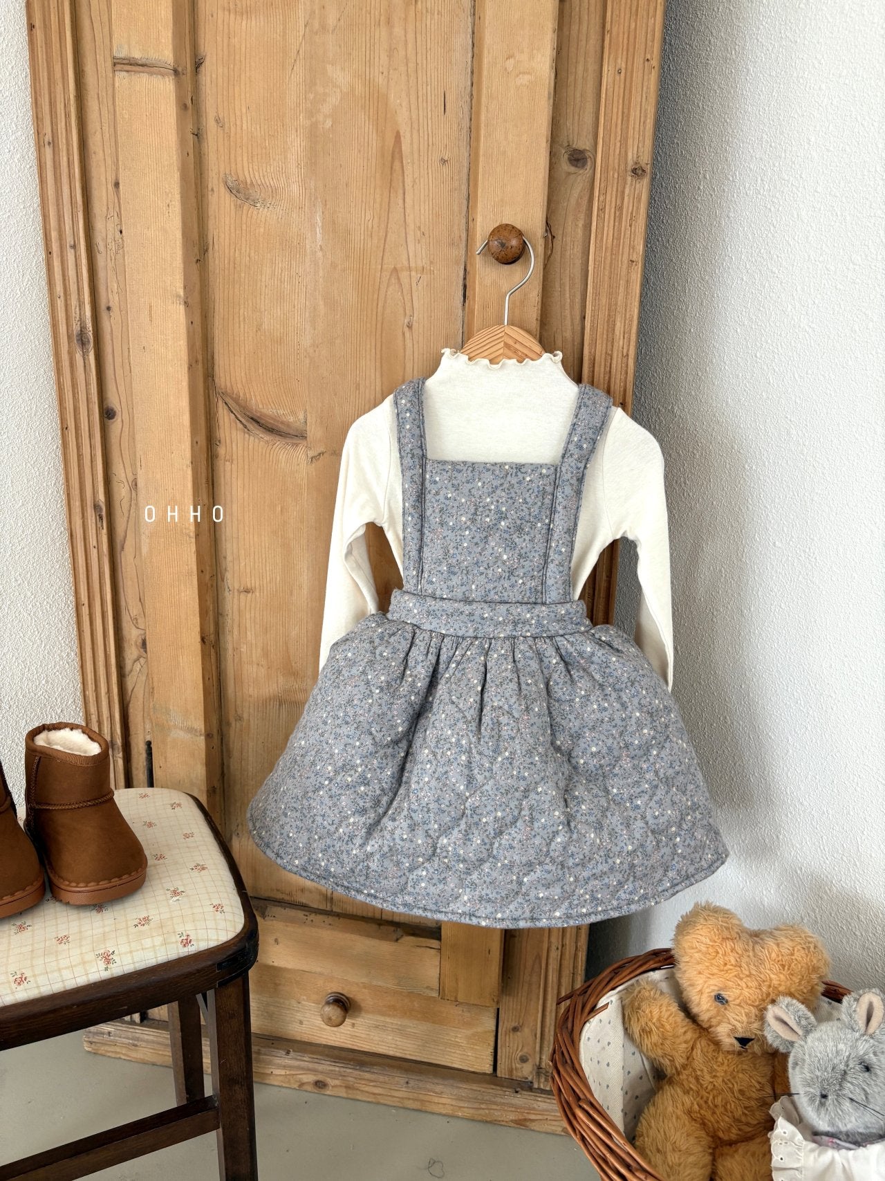 Floral quilted overall skirt