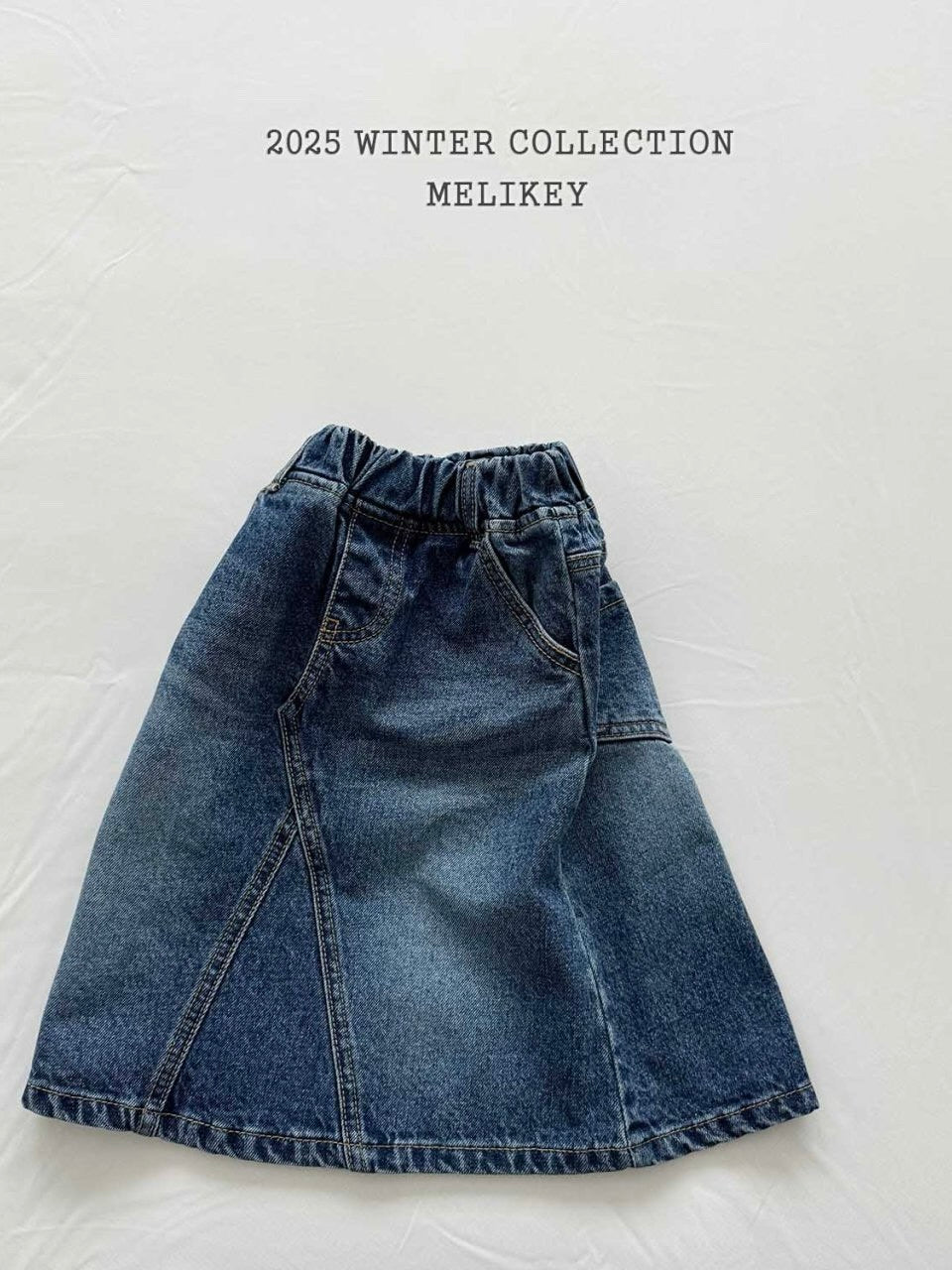 A-line long denim skirt