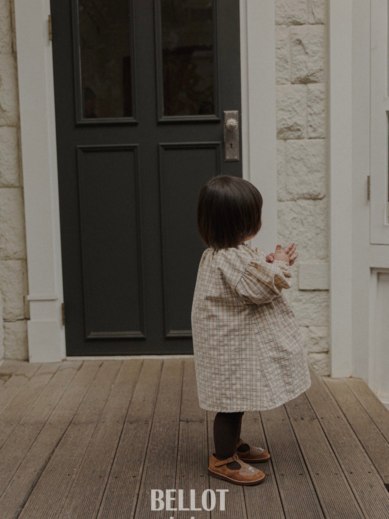 Peach check one piece