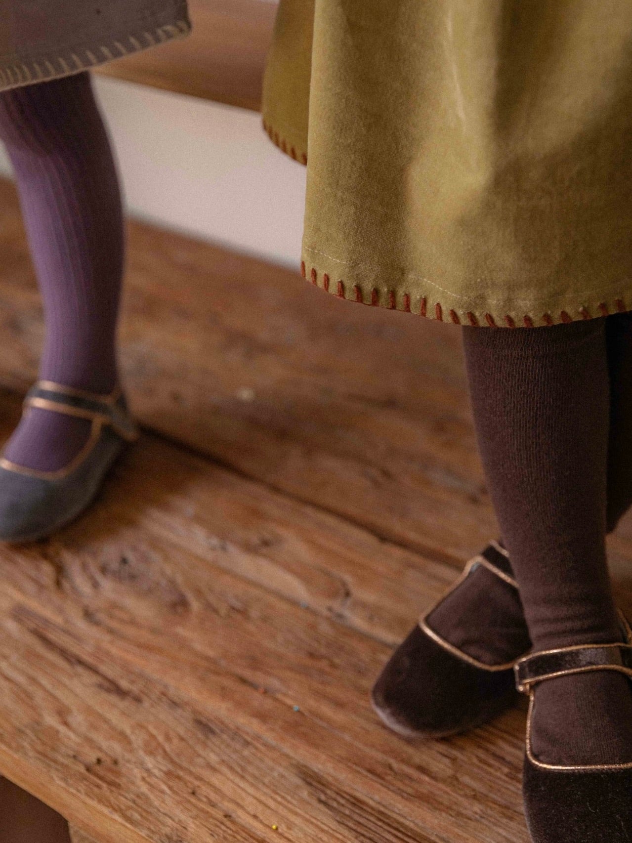 Velour ribbed tights