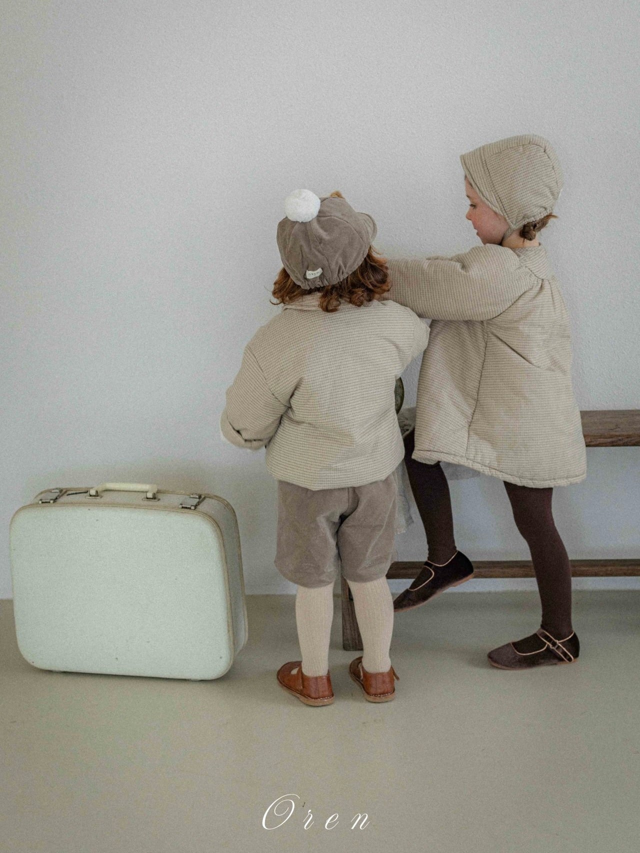 Baguette check padded bonnet (baby and kids)
