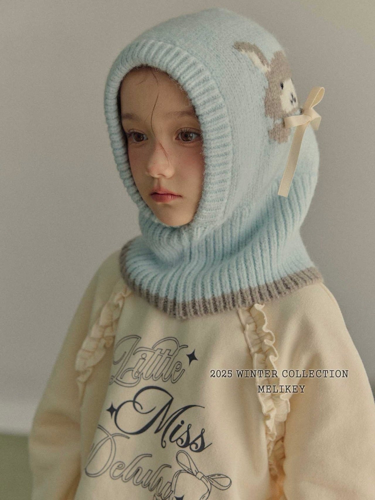 Bunny balaclava (with ribbon brooch)