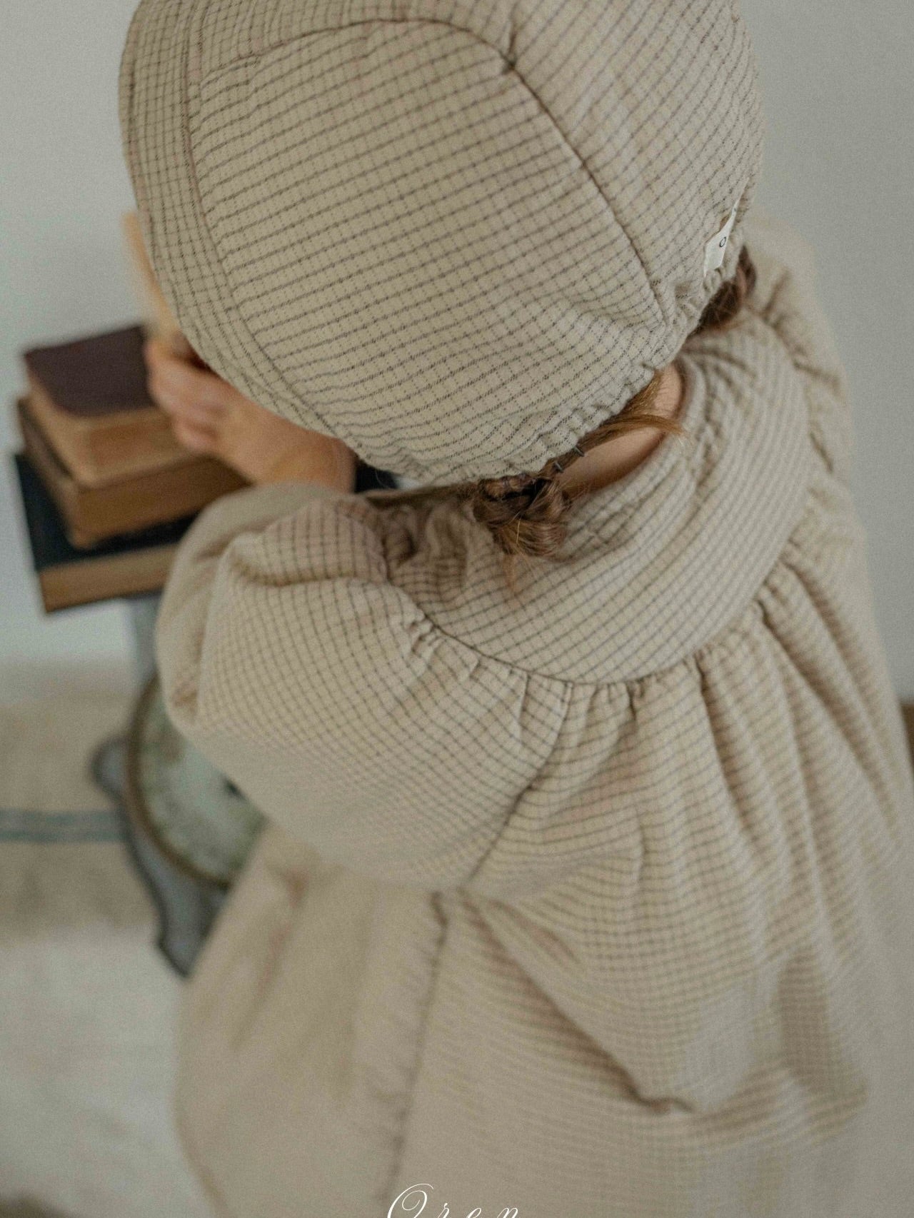 Baguette check padded bonnet (baby and kids)