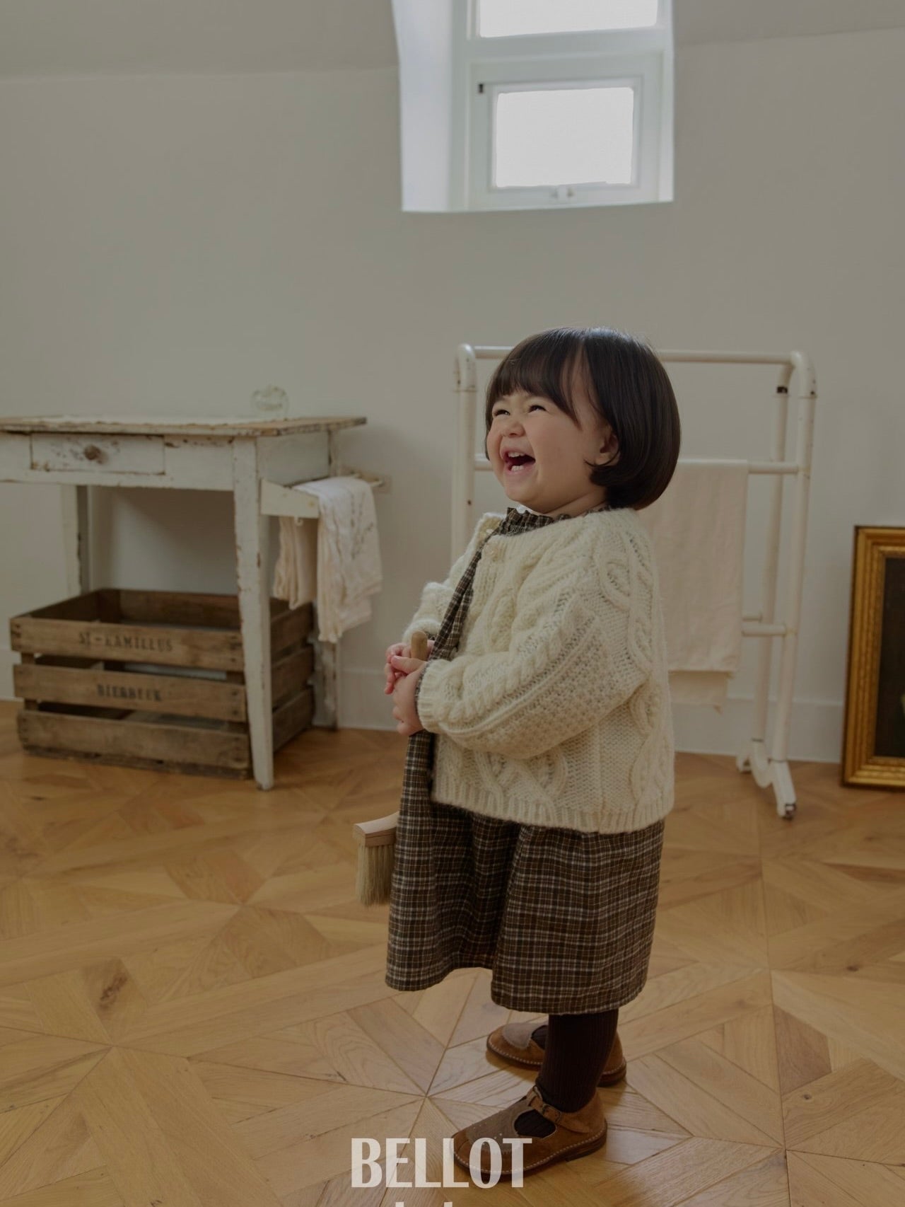 Peach check one piece