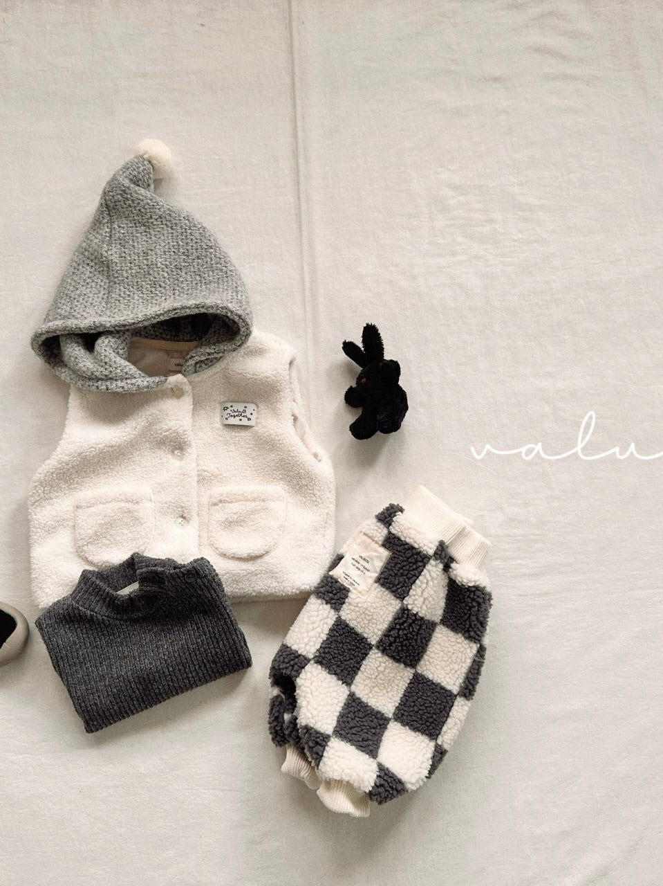 Big check fluffy jogger pants (baby)