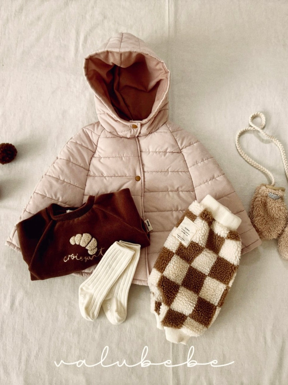 Big check fluffy jogger pants (baby)