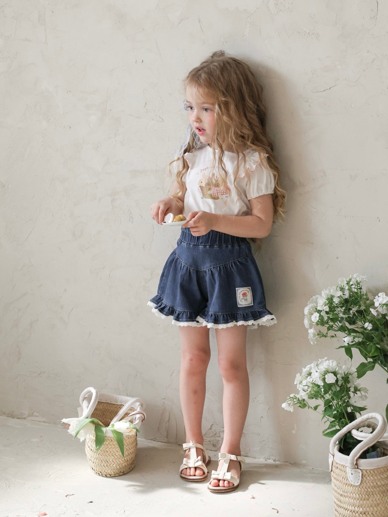 Rose denim pants