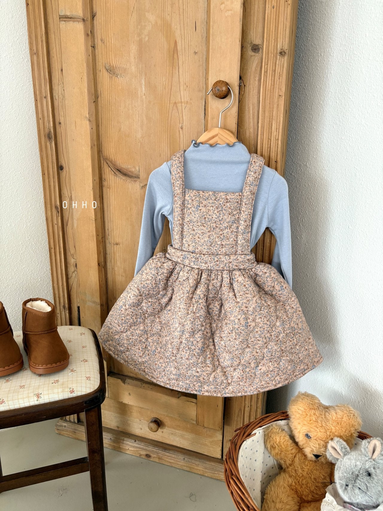 Floral quilted overall skirt