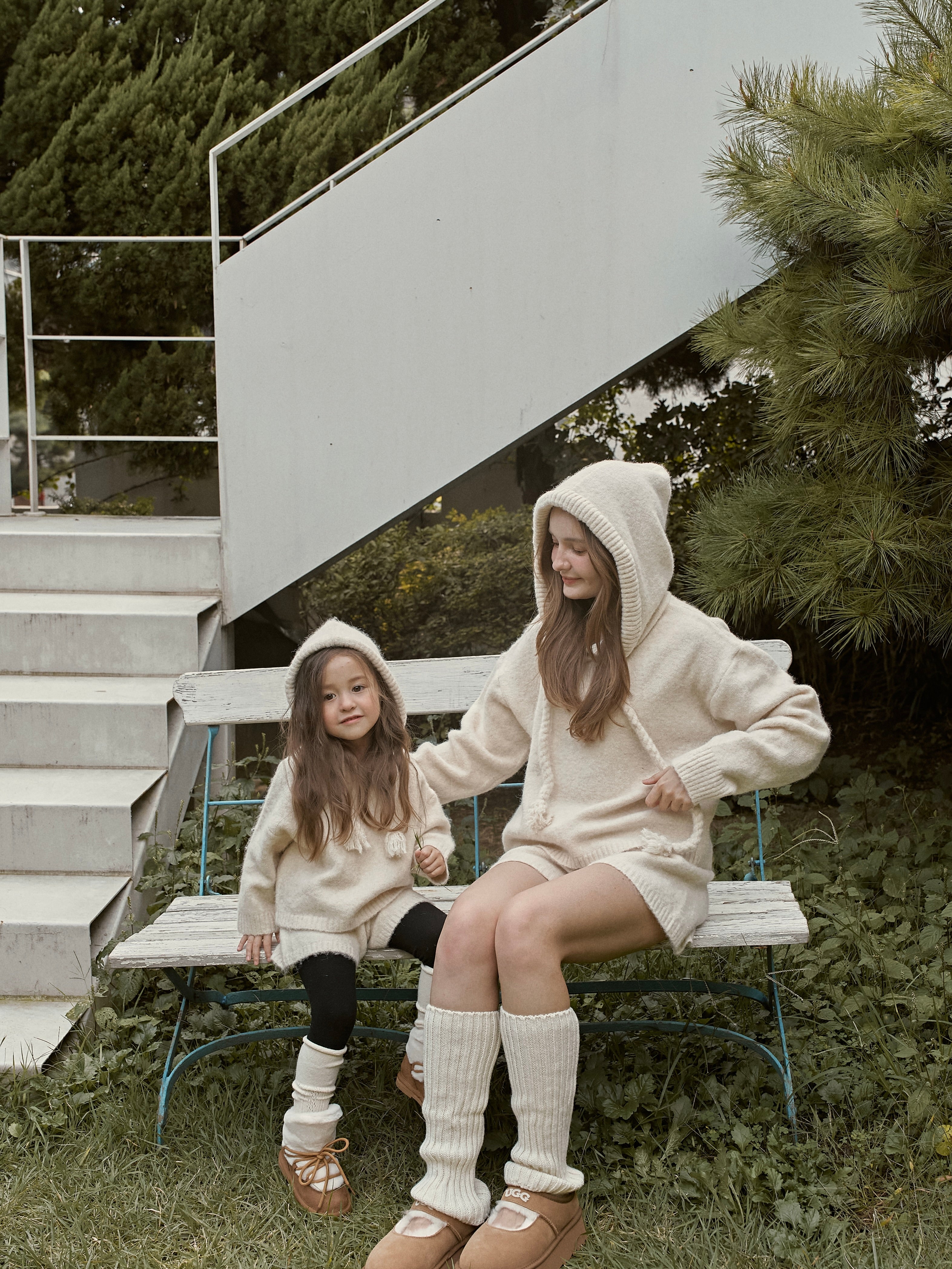 Knit hoodie set (kids and adult)