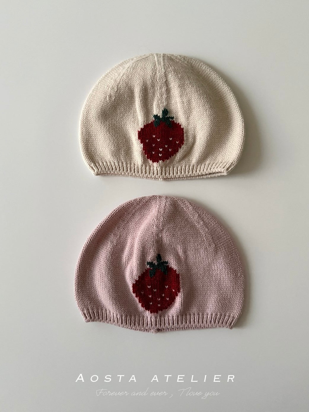 Knit strawberry hat