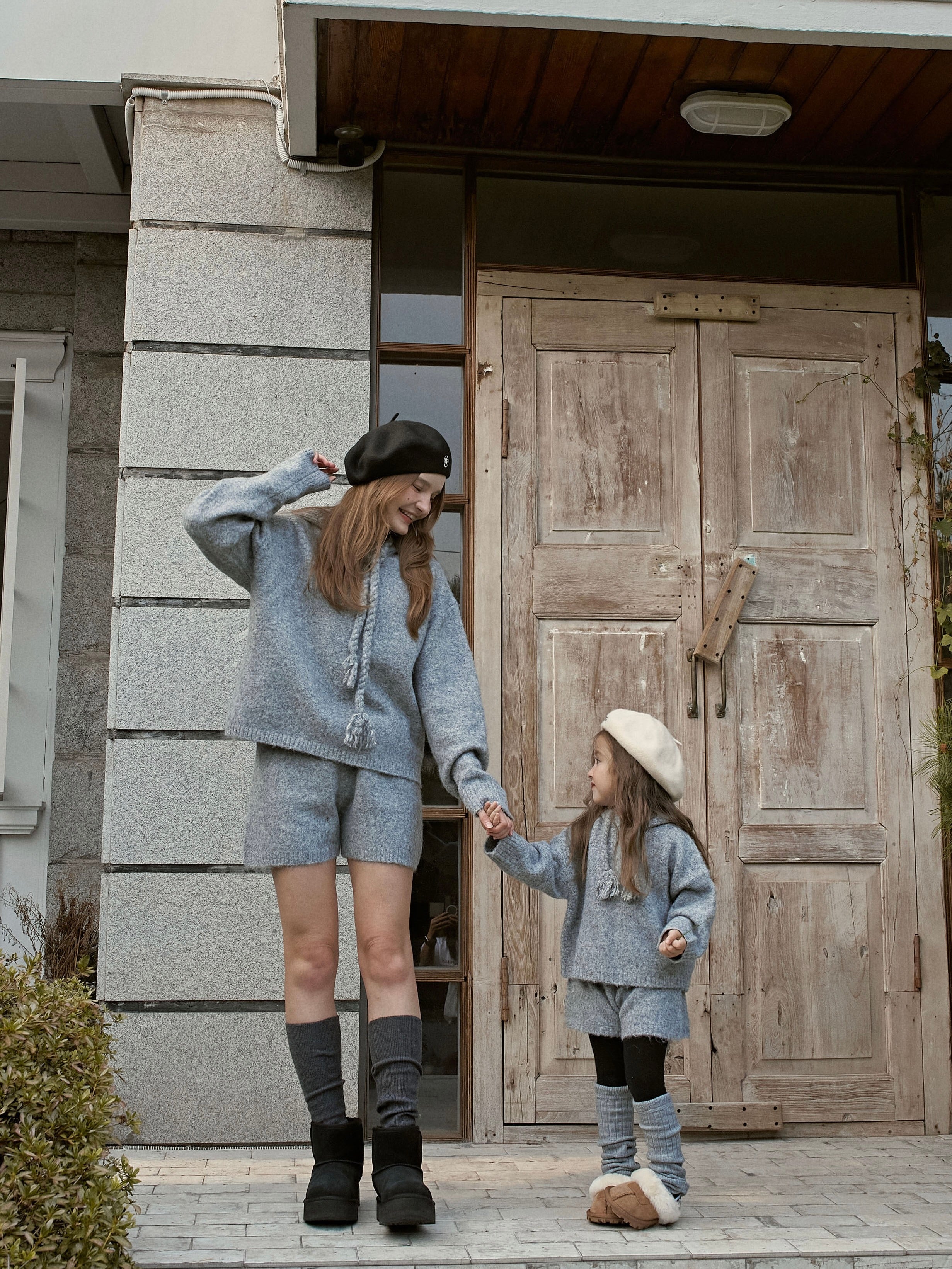 Knit hoodie set (kids and adult)