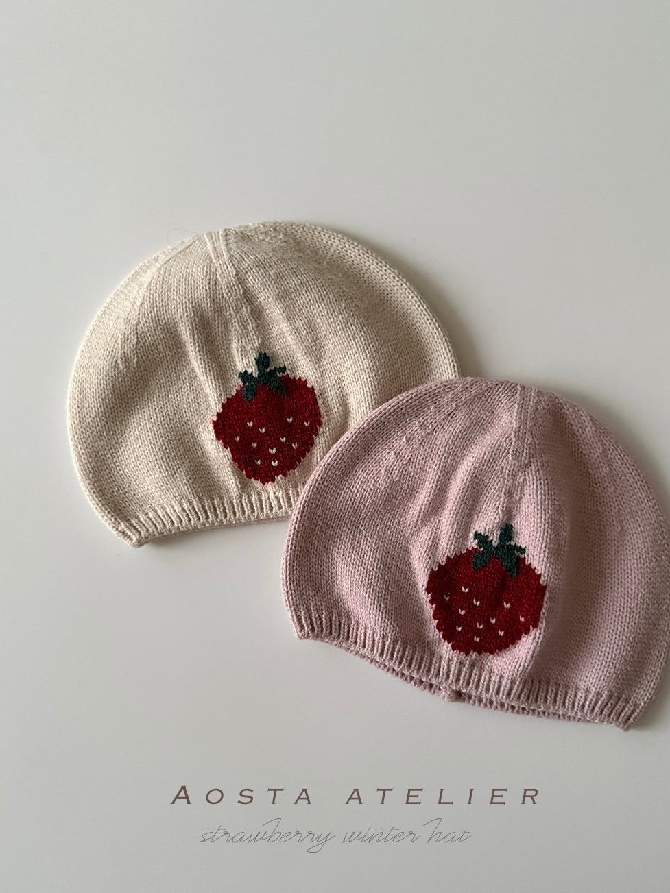 Knit strawberry hat