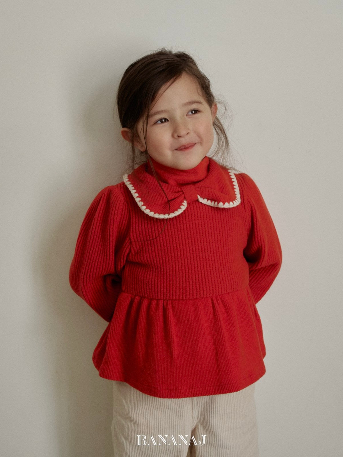 Ribbon waffle collar T