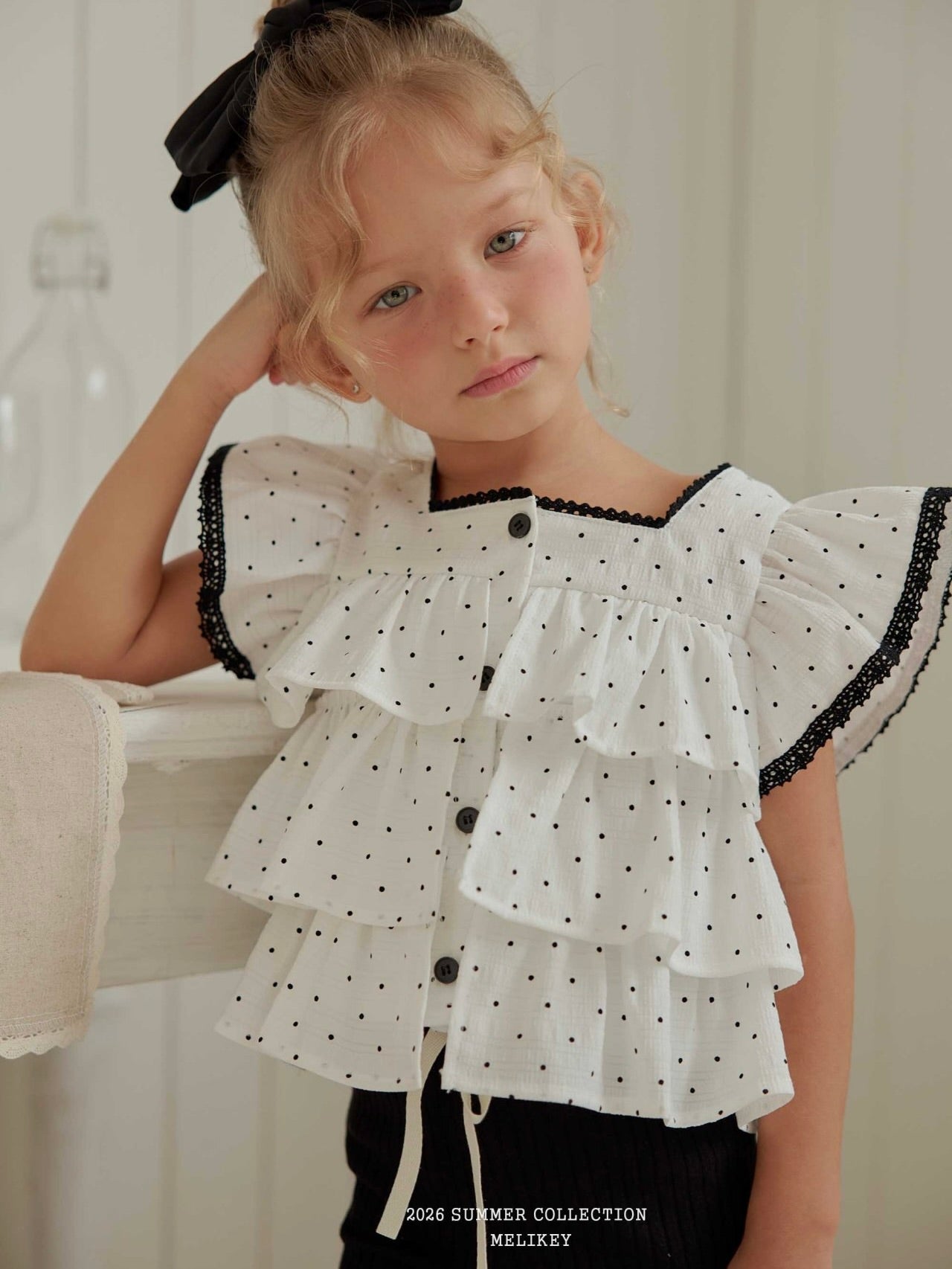 Dot tiered sleeveless top