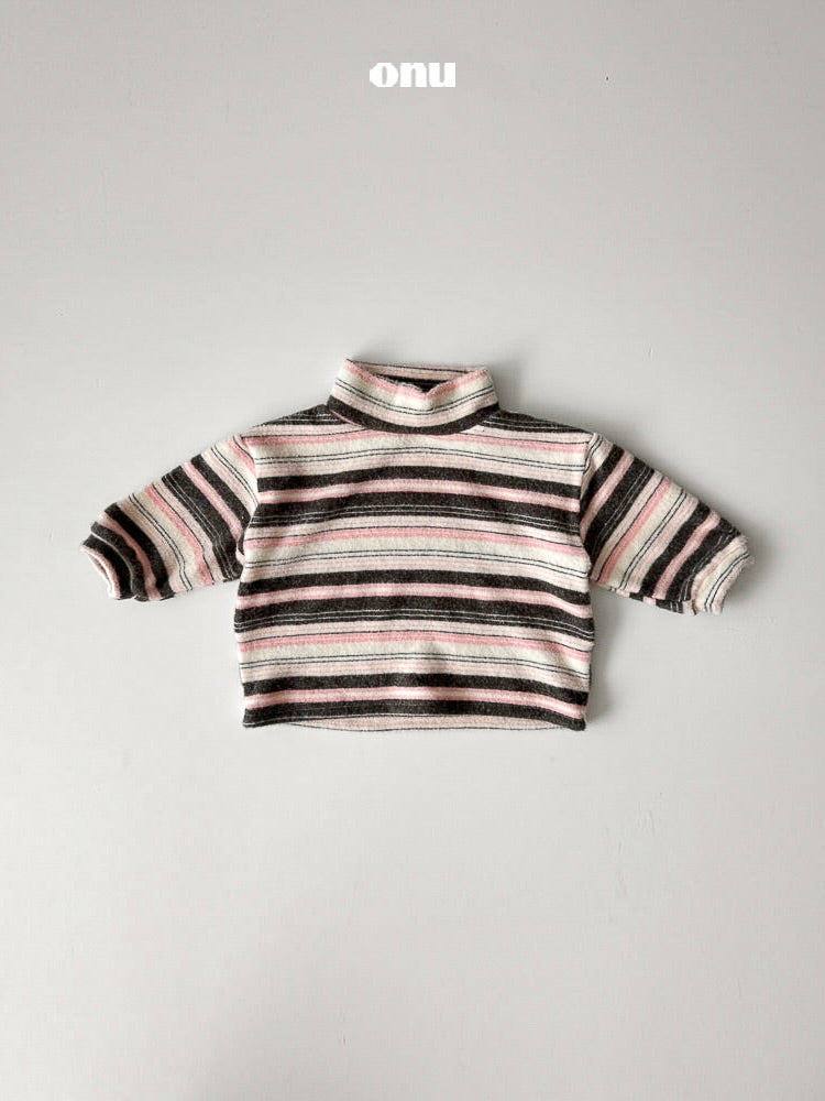 Multi stripe half neck T