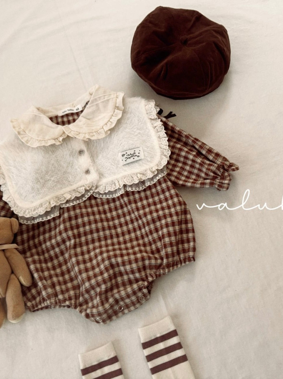 Frill ribbon collar rompers (baby)