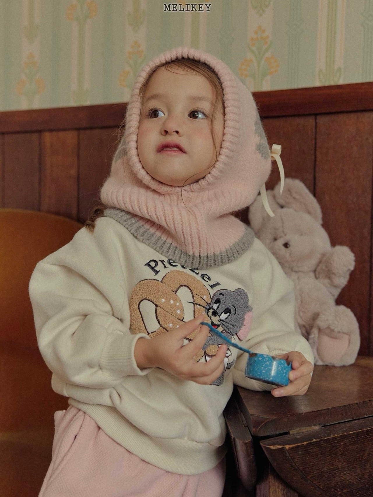 Bunny balaclava (with ribbon brooch)