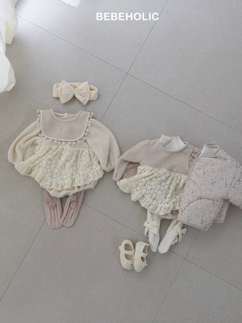 Lace frill rompers