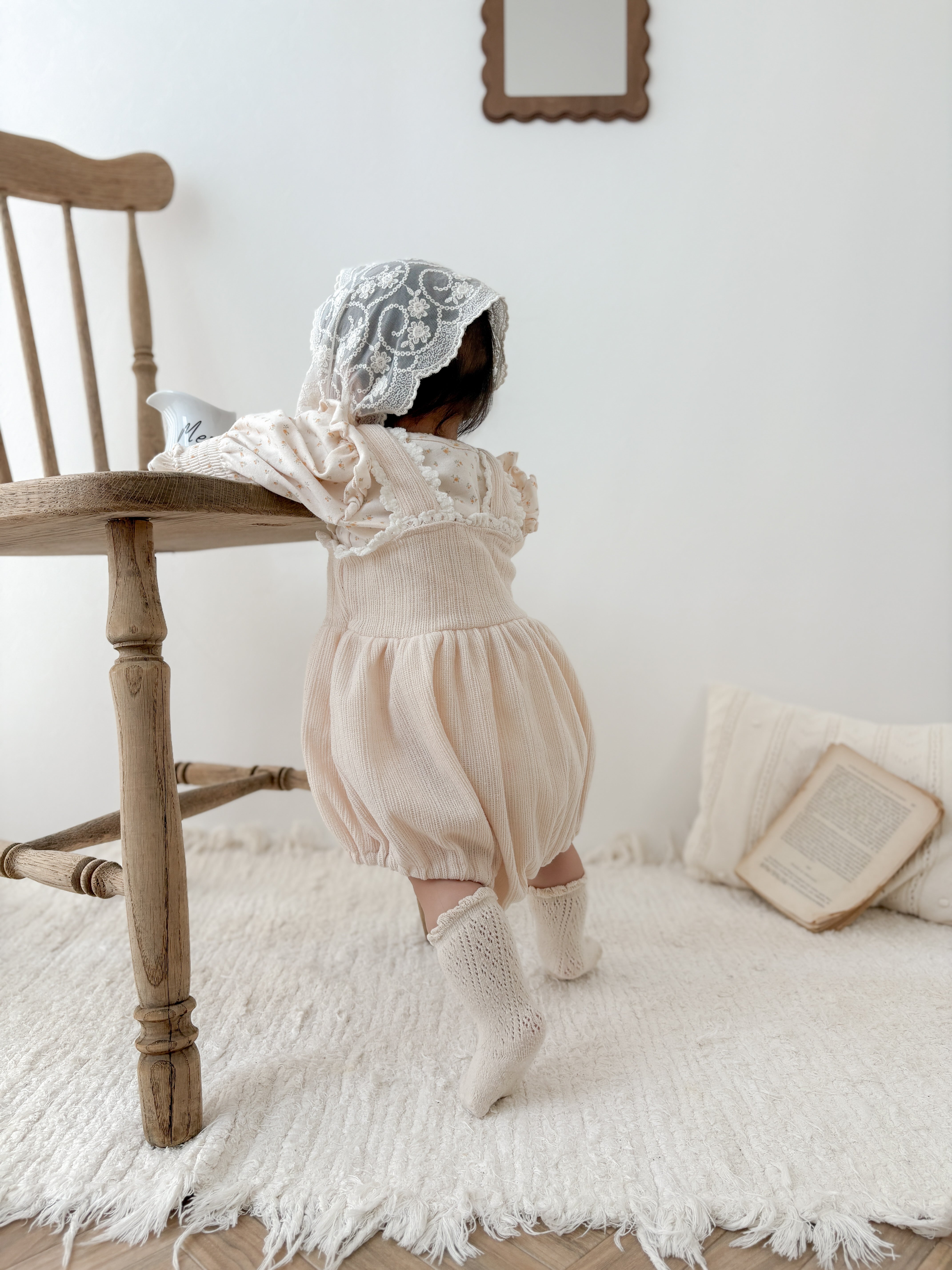 Lumi lace suspender rompers