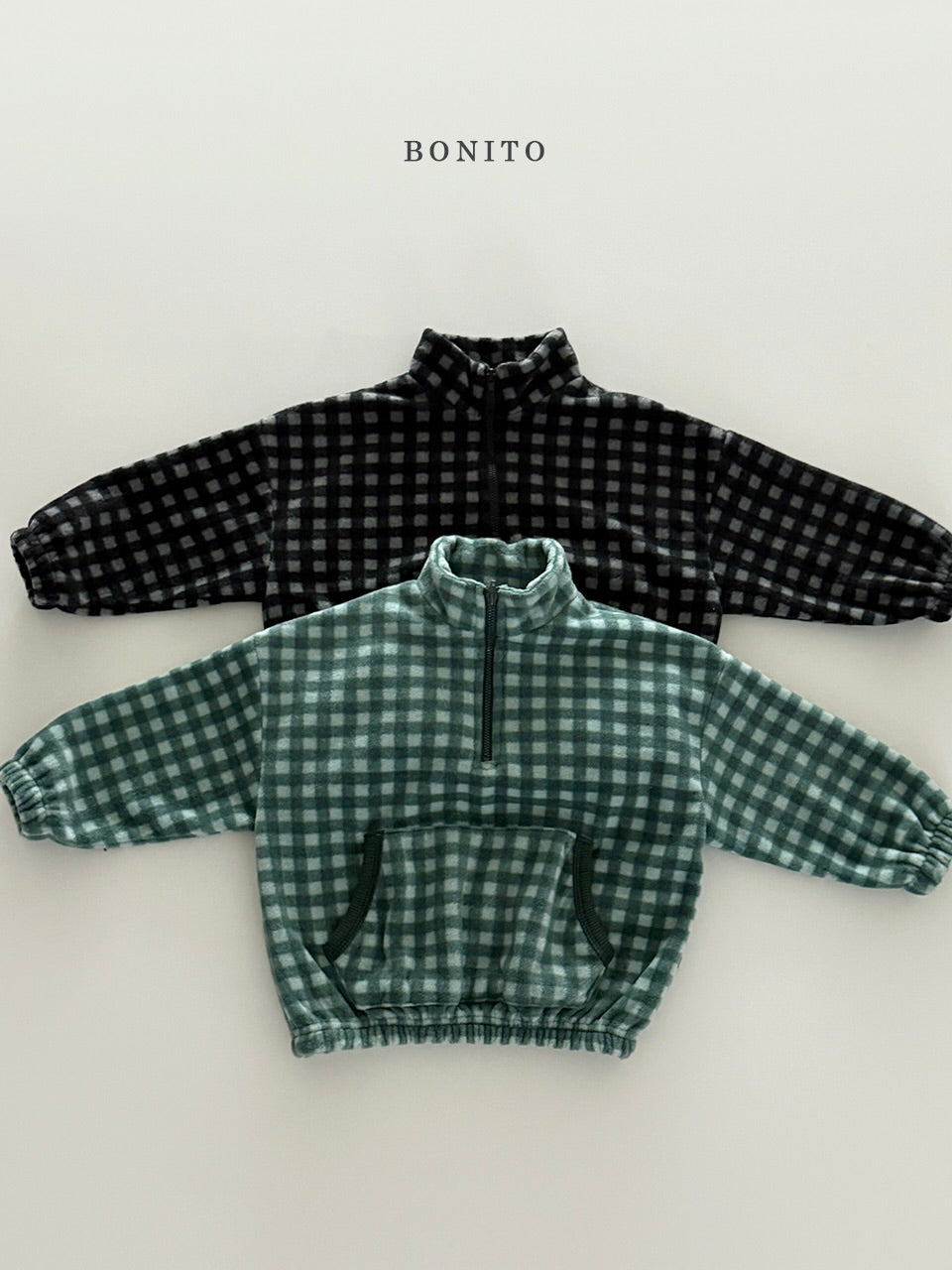 Mini check half-zip