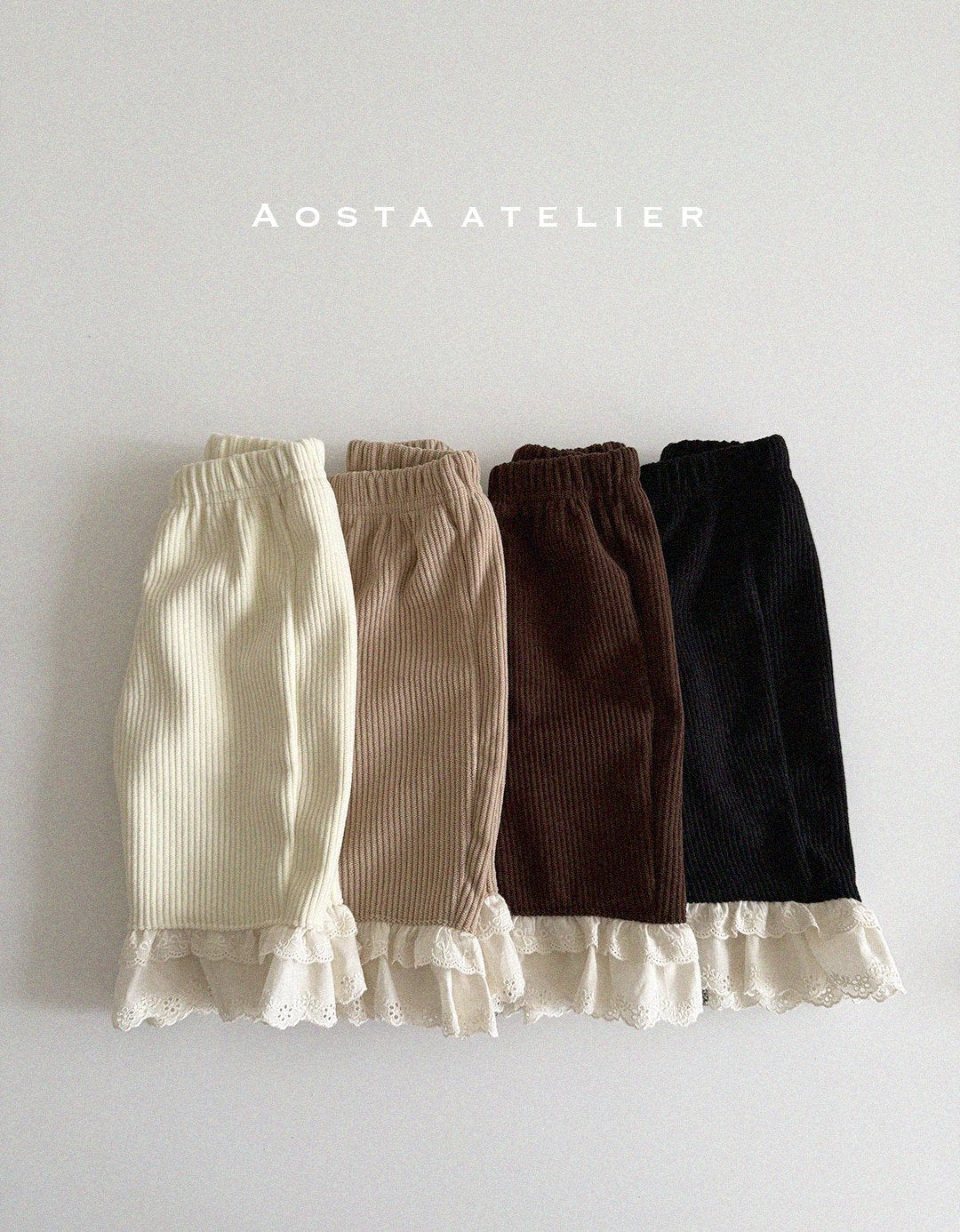 Corduroy frill pants