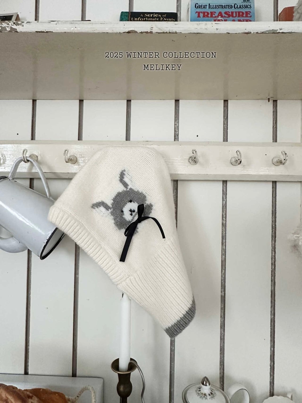 Bunny balaclava (with ribbon brooch)