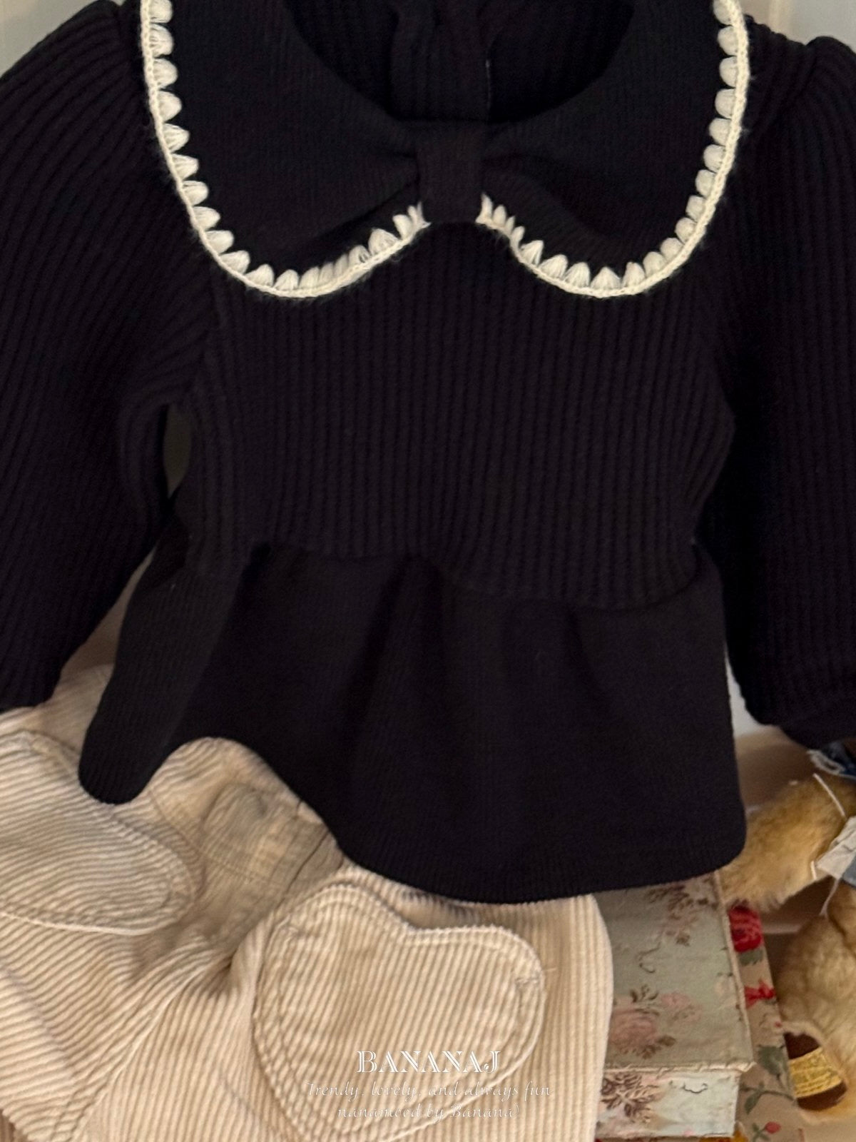 Ribbon waffle collar T