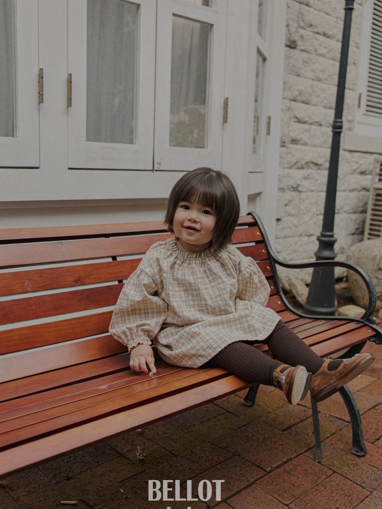 Peach check one piece