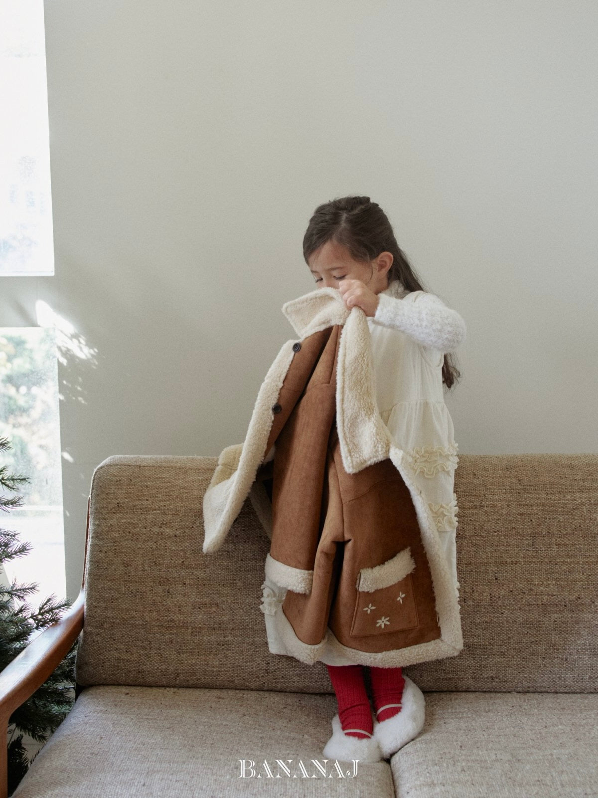 Flower shearling jacket