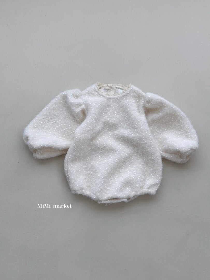 Puff sleeve wool rompers