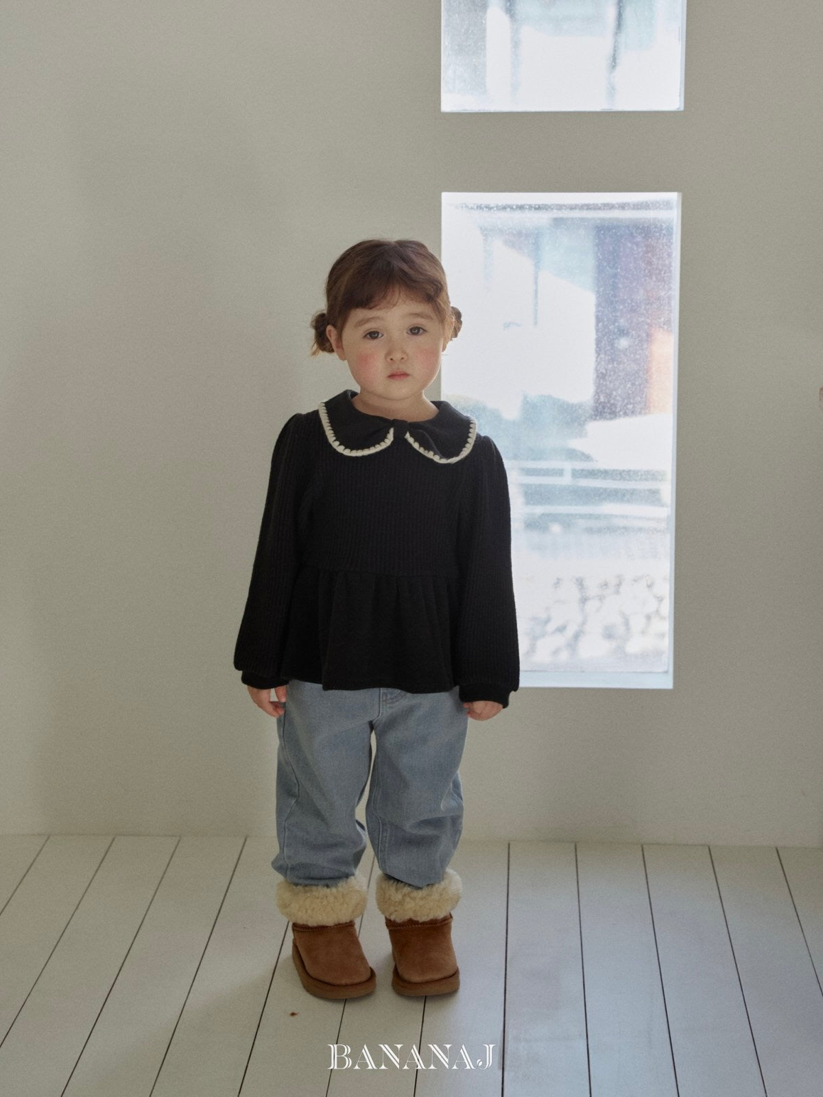 Ribbon waffle collar T