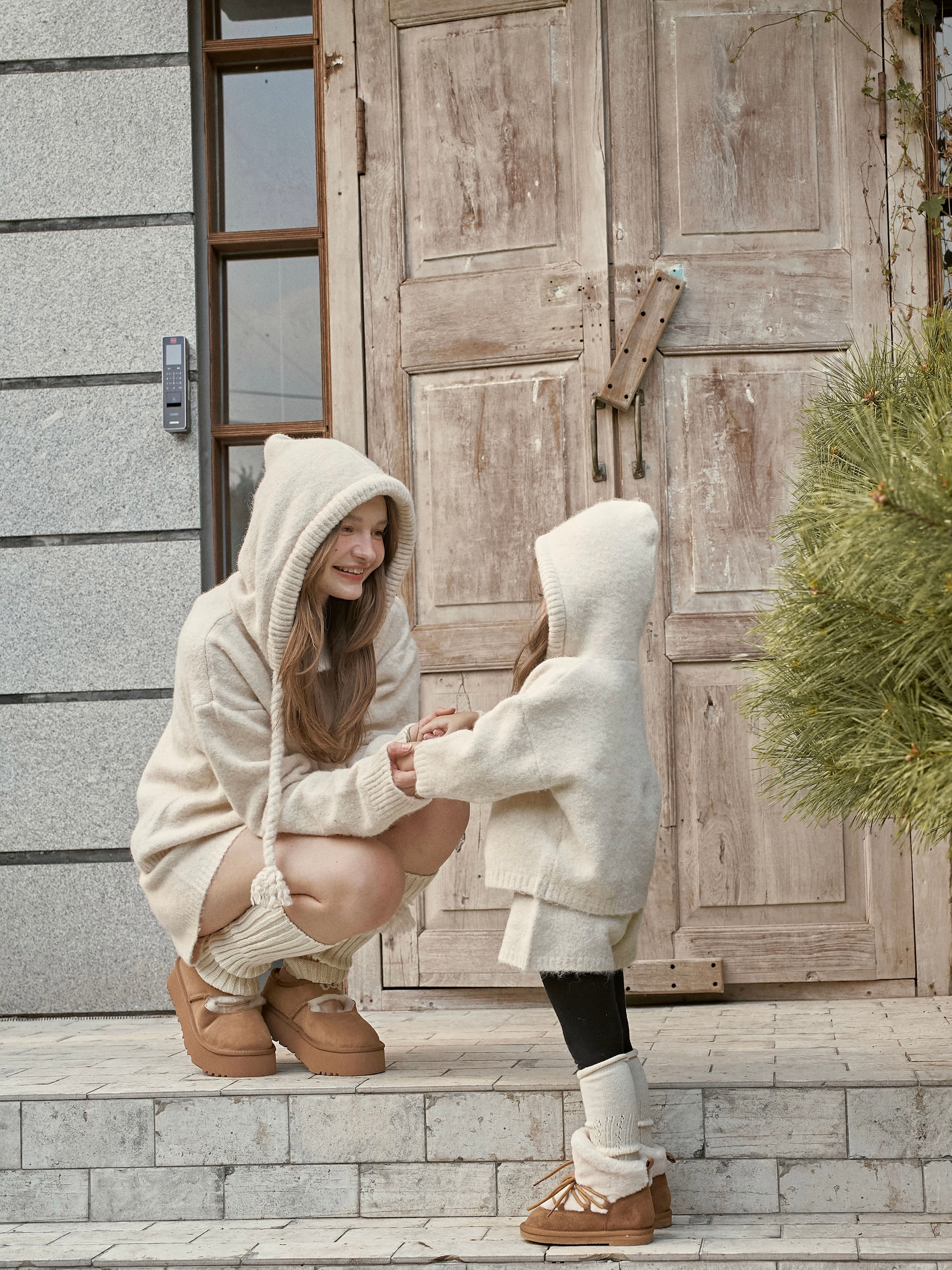 Knit hoodie set (kids and adult)