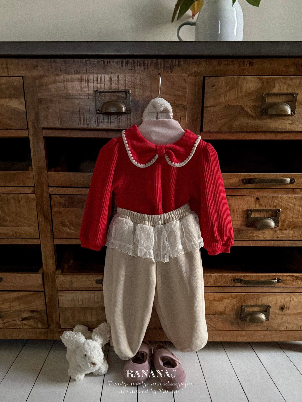 Ribbon waffle collar T